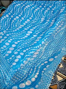 Blue Saree with White Polka Dot Pattern