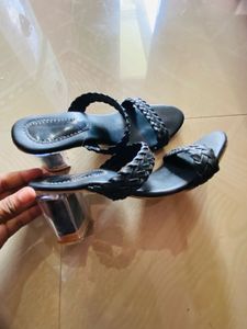 Stylish Black Braided Heels Sandals