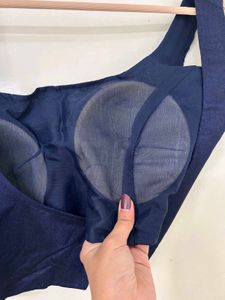 Sleeveless Women Navy Blue Blouse