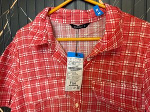 Red Plaid Cropped Shirt