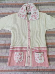 Chic Knit Cardigan with Pink Accents