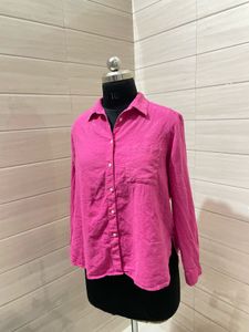 Vibrant Pink Oversized Button-Down Shirt