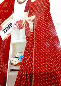 Beautiful Red Bandhani Saree