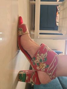 PRICES DOWN!!! Red kalamkari Heel Sandals