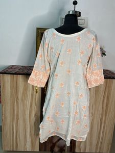Beautiful Peach Chikankari Kurta