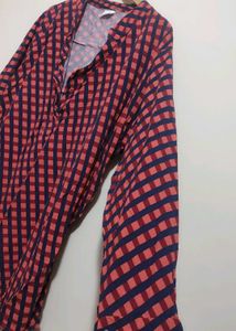 Rust &amp; Black Check Printed Top For 46 Bust