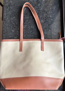 Max Beige &amp; Brown Colourblocked Tote Bag