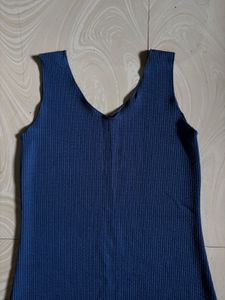 Navy Blue V-Neck Ribbed Dress 💙