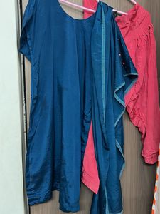 Blue Embroidered Kurta Set 3 pcs for L &amp;xl
