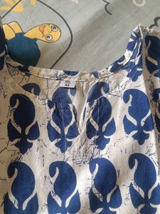 Blue and White Block Print Kurta Set