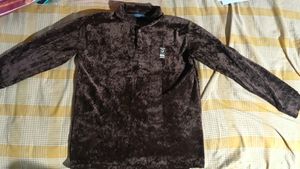 Brown Velvet Polo Shirt