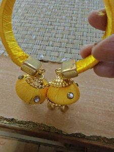 Yellow Silk Bangle with Tassels