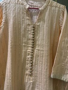 last price Peach Embroidered Kurta Set