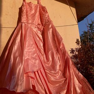 Hot Pink Gown For Girls With Detachable Shrug🎉