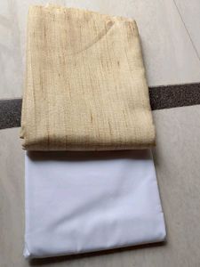 Beige & White  matka Dress Material