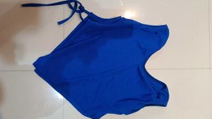 Blue V-Neck Tie-Up Tank Top
