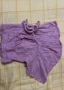 Purple Ruched Drawstring Crop Top