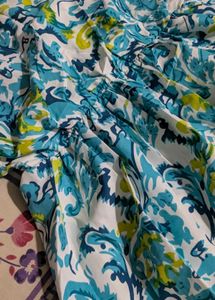 Blue &amp; White Printed Midi Dress Adjustable Straps