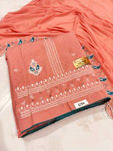 Peach Embroidered Kurta Set
