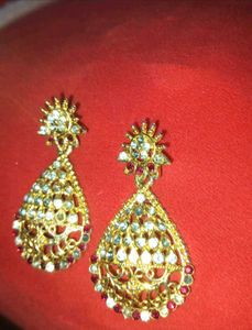 Exquisite Gold-Plated Gemstone Earrings