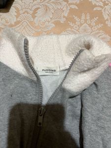 Grey &amp; White Cropped Zip-Up Jacket