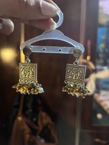 Oxidised Silver Earrings with Beads