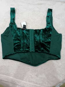 Emerald Green Velvet Corset Top XL