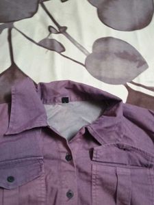 Purple Cropped Button-Up Shirt