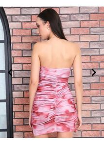Strapless Ruched Tie-Dye Mini Dress