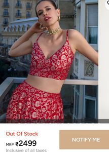 Vibrant Red Brocade Lehenga Set size S