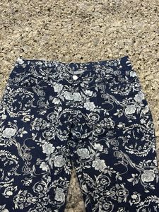 Blue Floral Print Skinny Jeans