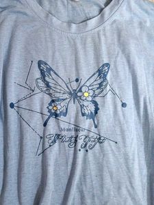Blue Butterfly Graphic T-Shirt