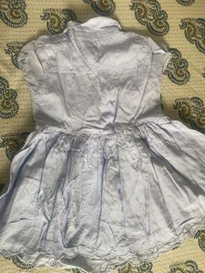 Pure cotton Light Blue Embroidered Dress