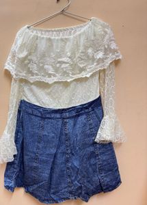 Boho Lace Off-Shoulder Top