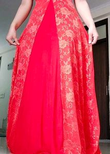 Stunning Red Lace Ethnic Gown