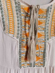 Boho Embroidered Tassel Tunic Top