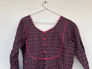 Elegant Floral Print Kurta Dress