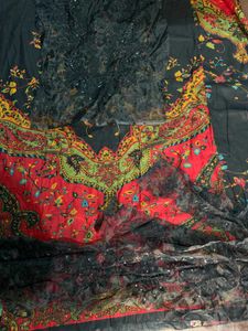 Black &amp; Red Paisley Print Kurta Set