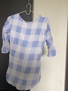 Blue &amp; White Checkered Kurta