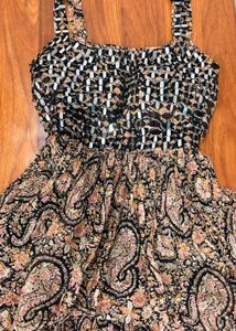 Tiered Paisley Print Gown