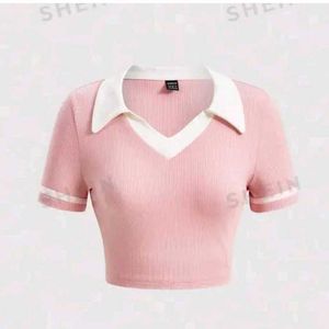 Pink Collared V-Neck T-Shirt (Never wore)