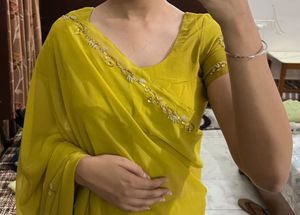 Elegant Yellow Embroidered Saree