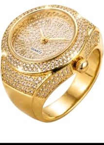 Gold-Tone Diamond Ring Watch