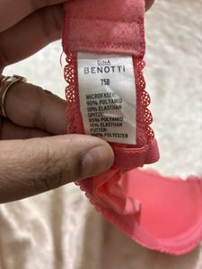 Coral Lace Balconette Bra.