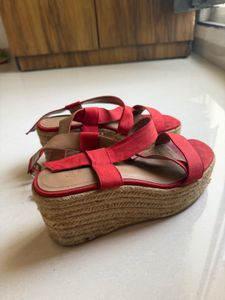 H&amp;M Red Espadrille Wedge Sandals