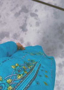 Beautiful Blue Kurta trouser chiffon dupatta