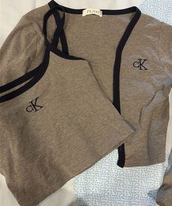 Women's Knit Crop Top & Cardigan Set