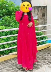 Vibrant Pink Embroidered Anarkali Gown