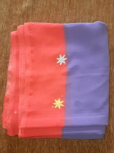 Purple &amp; Pink Saree with Blouse Piece
