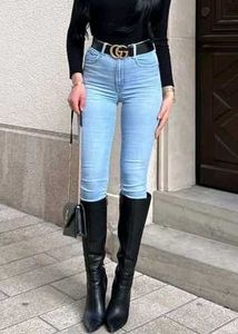 high waisted blue skinny jeans